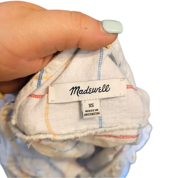 Madewell White Multi-Colored Grid Tank Top Size XS - Picture 3 of 5